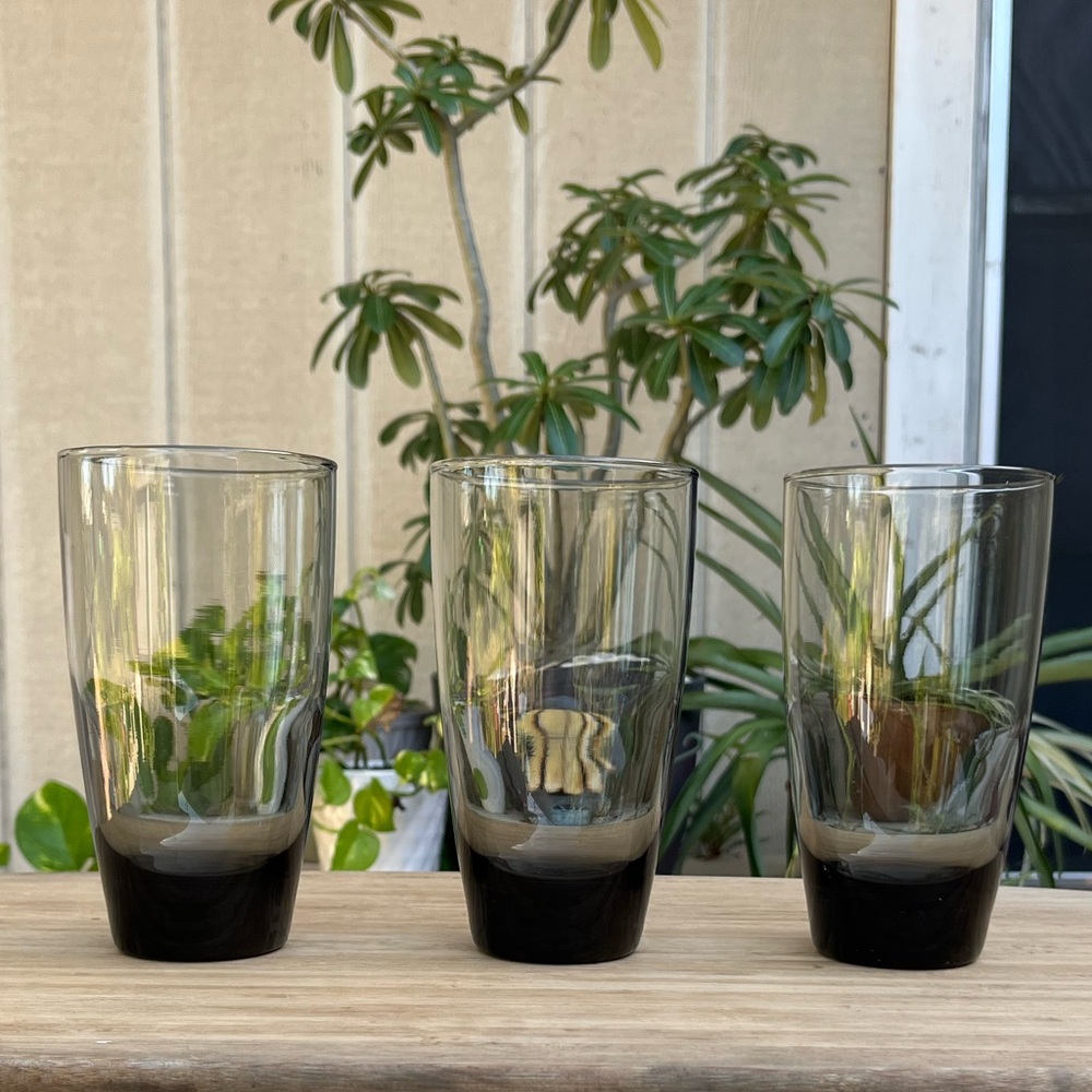 Vintage Libbey Durham Smoke Tumblers~Set of 3